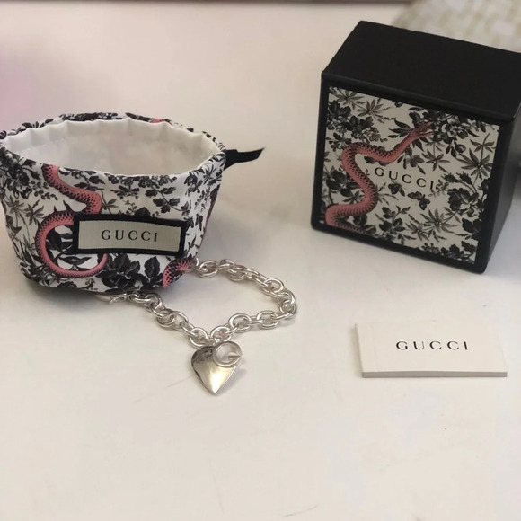 ! GUCCI G CHARLOTTE HEART NECKLACE and Charlotte Heart Charm G Silver B… - Picture 8 of 10